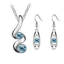 YUEHAO Jewelry Sets Occident Jewelry Set Diamond Pendant Alloy Earrings Necklace Set As Shown
