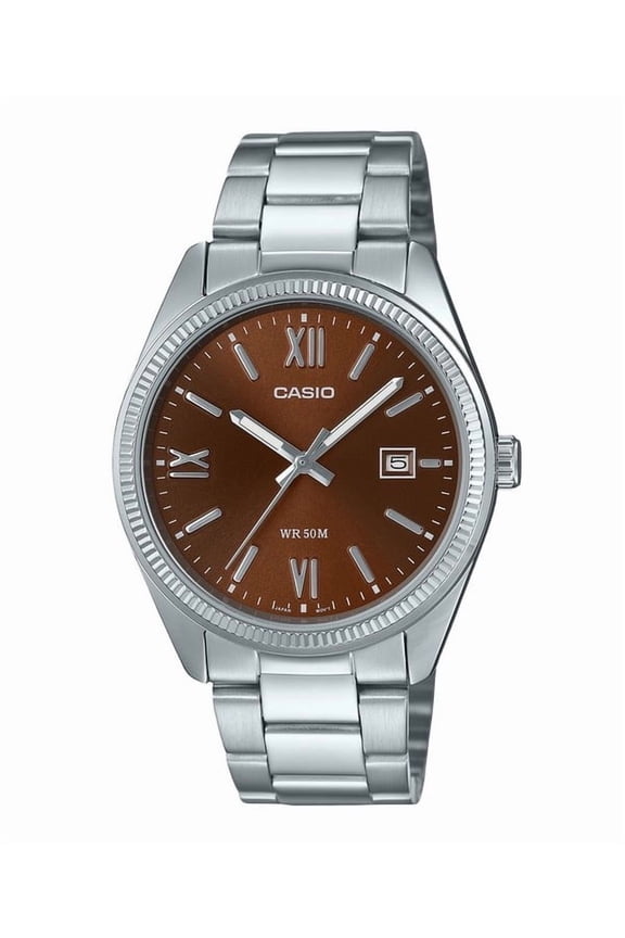 Mens Stainless Steel Analog Watch Brown Dial - MTP-1302DD-5AVDF