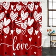 thumbnail image 3 of Red Love Valentines Waterproof Fabric Shower Curtain, Black White Love Heart Waterproof Fabric Shower Curtain for Bathroom Curtains Bathtubs Hotel Washable Shower Curtains with 12 Hooks Stall 48x72in, 3 of 8