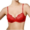 thumbnail image 2 of Bigersell Push up Bras for Women Wireless T-Shirt Bra No Underwire Back Hook and Eye Closure Everyday Wire-Free Bra Comfortable Lace Padded Brassiere Wireless Sports Bras Red 32, 2 of 6