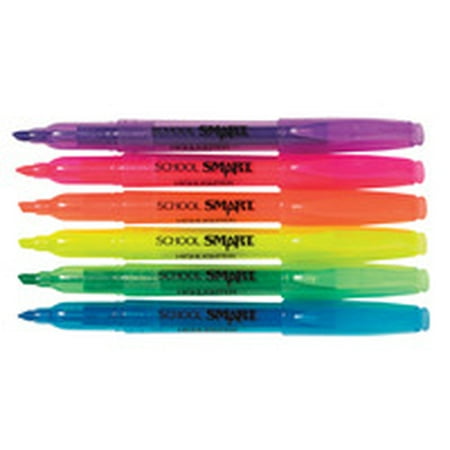 School Smart Highlighter, Chisel Tip, Assorted Colors, Pack of