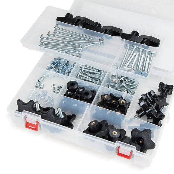 POWERTEC 128-Piece Set | Jig and Fixture T-Track Hardware Kit w/Knobs and 5/16-18 Threads (71128)