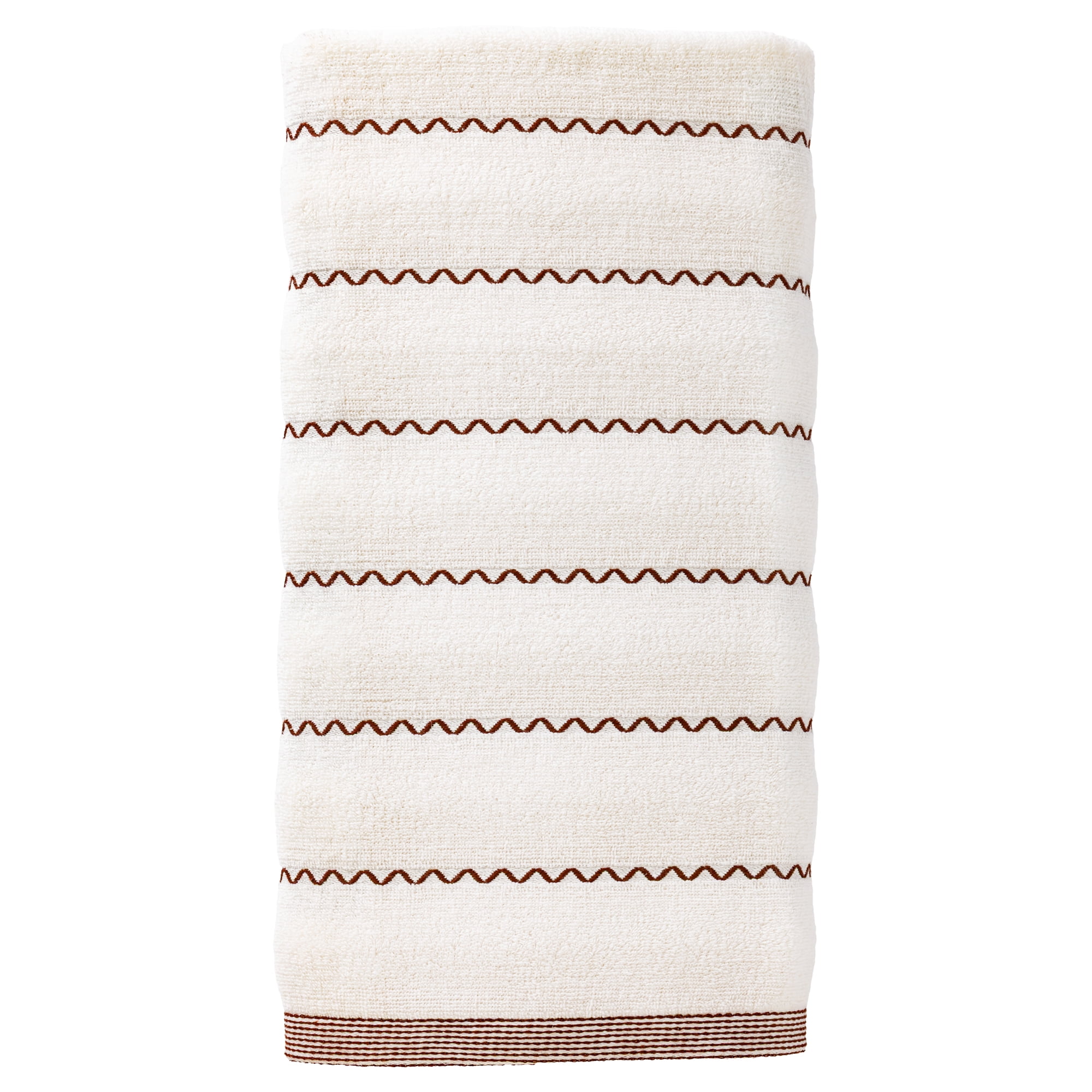 Unique Bargains Ultra Soft Highly Absorbent Cotton Stripe Bath Towel White 55 x 28