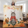 thumbnail image 2 of Happy Thanksgiving Maine Coon with Turkey Pumpkins Autumn Vibes Quilt Blanket Cat Lover Kitten Owner Gifts Cozy Comforter Throw Blanket - 12018, 2 of 5