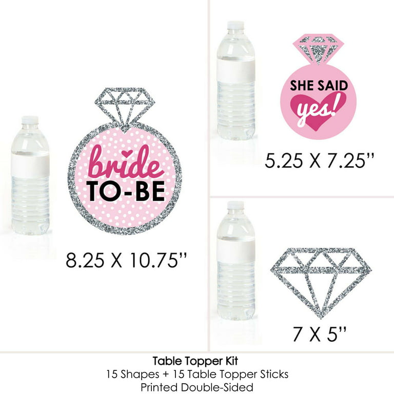 Bride-to-Be - Bridal Shower or Classy Bachelorette Party Centerpiece Sticks  - Table Toppers - Set of 15