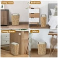 thumbnail image 6 of Boho Trash Can with Lid for Bathroom,2.6 Gallon Small Rattan Garbage Can with Press Top Lid,Woven Wastebasket and Hamper 2 in 1 Wicker Trash Basket for Bathroom,Kitchen,Living Room,Bedroom, 6 of 8