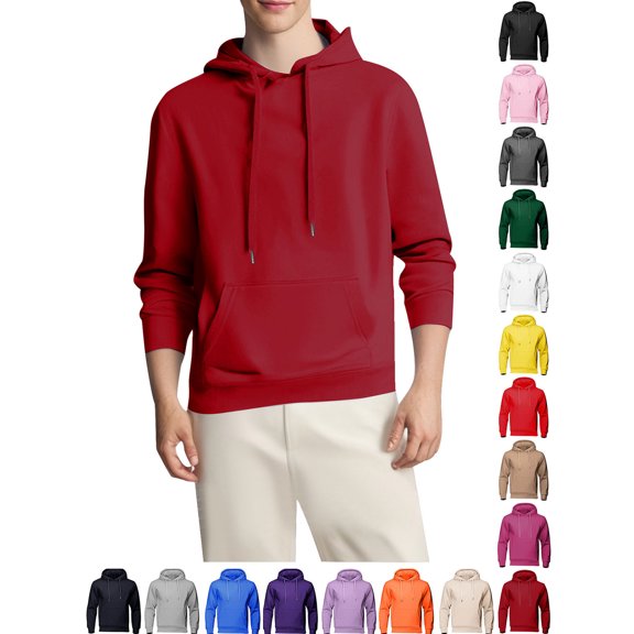 Yyuenw Mens Fleece Hoodie Breathable Wicking Drawstring Long Sleeve Sweatshirts Athletic Pullover with Pocket