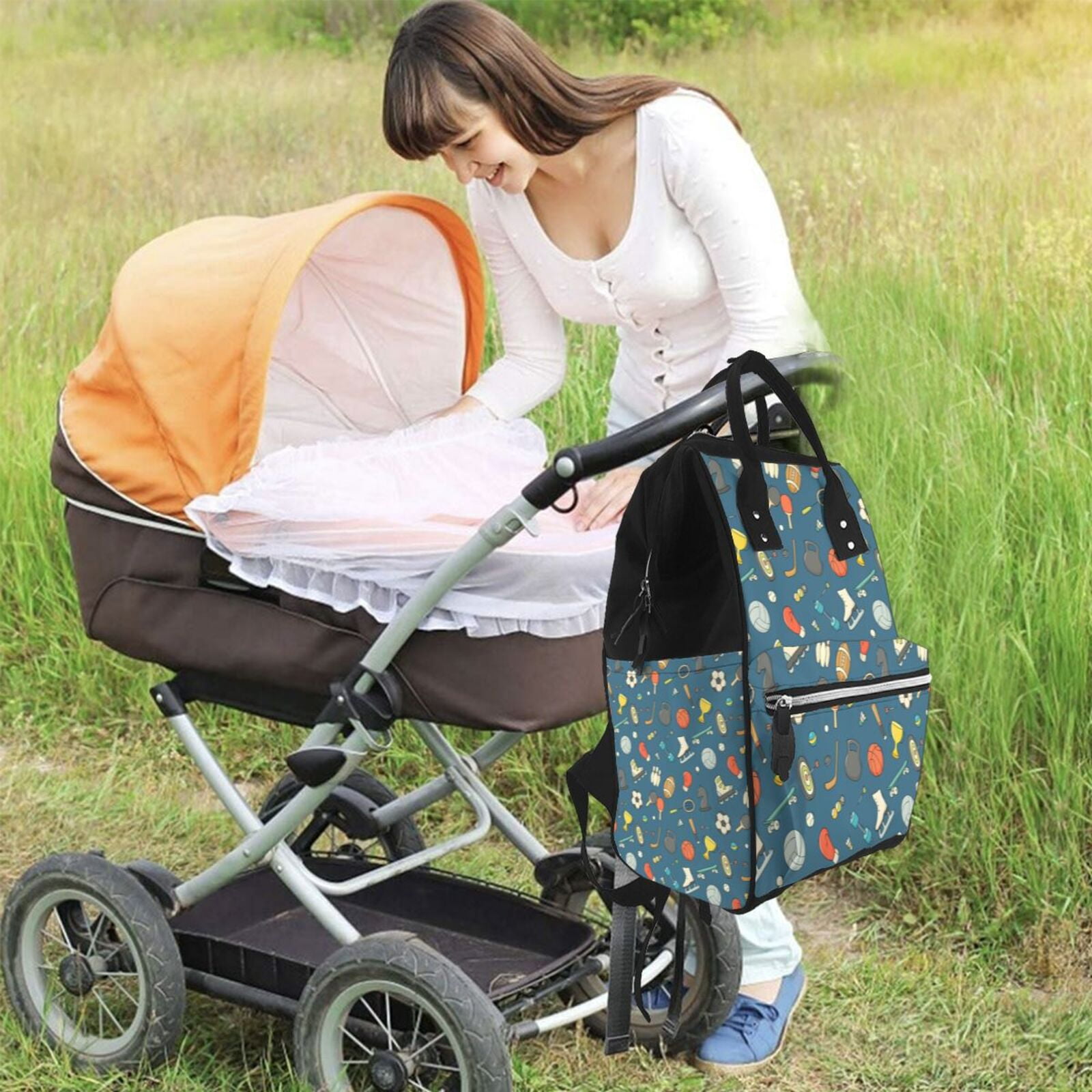Ratiio Sports Ball Mummy Backpack - Waterproof Twill Canvas, Large Capacity Diaper Bag with Multiple Pockets and Adjustable Straps