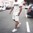 thumbnail image 3 of Los Angeles Graphic Short Sets for Men Relaxed Fit Crewneck T Shirt and Shorts 2 Piece Matching Set Mens Summer Outfits, 3 of 6