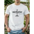 thumbnail image 1 of Men's Casual Airplane Graphic Tee - Navy Blue Polyester, Short Sleeve Crew Neck T-Shirt with Geometric Print, Machine Washable for Summer, 1 of 5