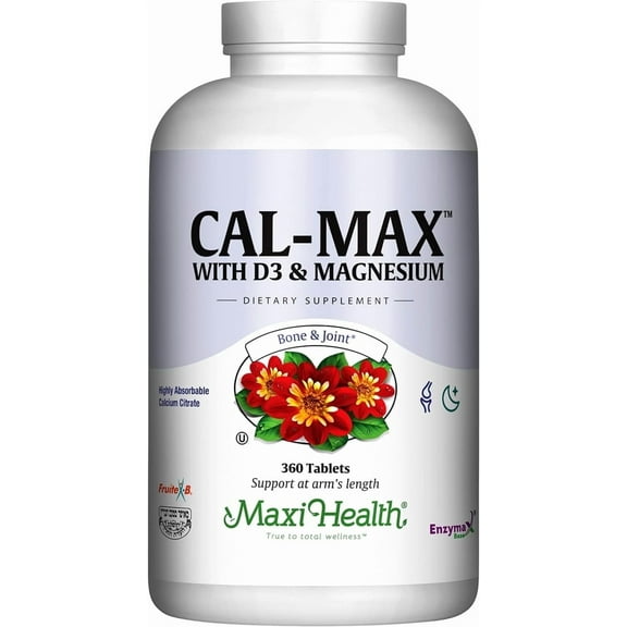 Maxi Health Cal-Max – Calcium Magnesium with Vitamin D3 & Boron – Bone Support – 360 Tablets – Kosher
