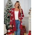 thumbnail image 4 of Cogild Women's Christmas Tree Cardigans for Womens V-Neck Long Sleeve Open Front Cardigans Knitted Chrastmas Sweaters for Womens Cardigan for Festive Christmas, 4 of 7