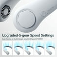 thumbnail image 5 of JISULIFE Portable Neck Fan, 5-Speed Wearable Fan with 4000mAh rechargeable battery, 360°Airflow Cooling Fan, Bladeless Hand-Free Design Essential for Indoor/Outdoor, Gift for Women, Men - White, 5 of 10