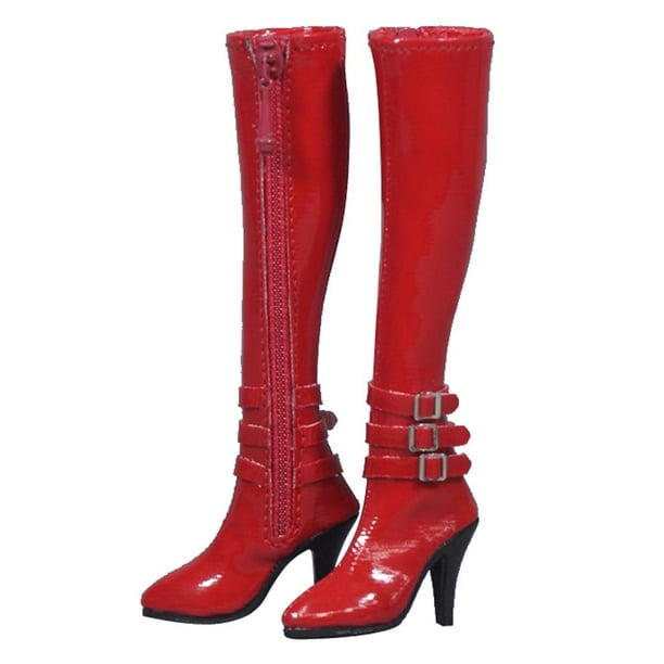 Botas Suaves Yotijar 1/6 de Muñeca de Cuero PU Rojo Figura de Acción