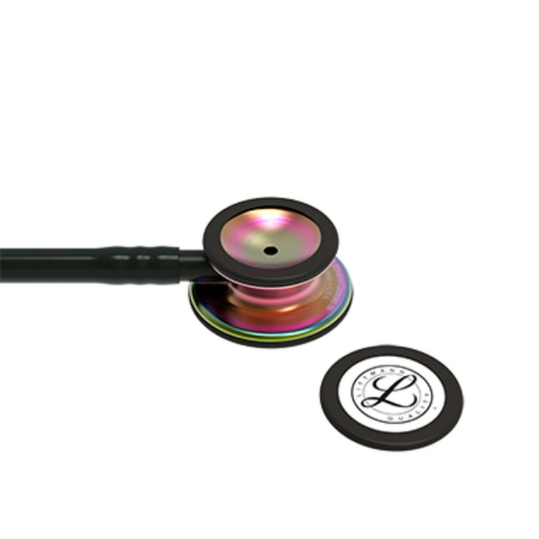 3M Littmann Classic III Stethoscope, Rainbow-Finish Chestpiece, black stem  and headset, Black Tube, 27 inch