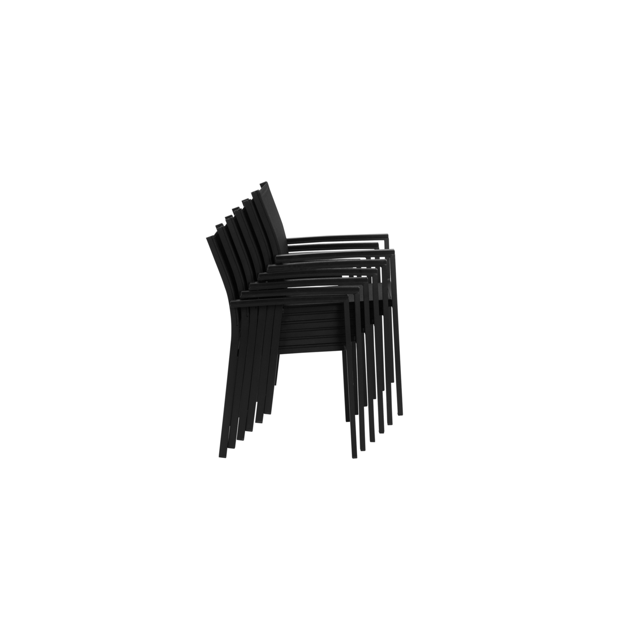 Fifi 21 Inch Set of 6 Dining Chairs, Black Aluminum Frame, Easily Stackable- Saltoro Sherpi - image 2 of 5