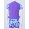thumbnail image 6 of Jhaoyu Girls Floral Swimsuit Short Sleeve with Shorts Beach Sports Swimwear Rash Guard Bathing Suit Purple Fish Scales 10, 6 of 7