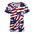 thumbnail image 4 of Dyegold Summer Tops for Women 2023, Womens Blouses and Tops Casual 4th of July Patriotic Uniform Soft Scrub Tops Work Tshirt Short Sleeve V Neck ​Tunics, 4 of 5