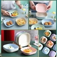 thumbnail image 4 of Xiao Hua Plato hondo de paja de trigo de 5,9 pulgadas, apto para microondas y lavavajillas, plato de plástico duradero, 2 piezas, beige, 4 of 5