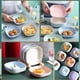 thumbnail image 4 of Xiao Hua Plato hondo de paja de trigo de 5,9 pulgadas, apto para microondas y lavavajillas, plato de plástico duradero, 2 piezas, azul, 4 of 5