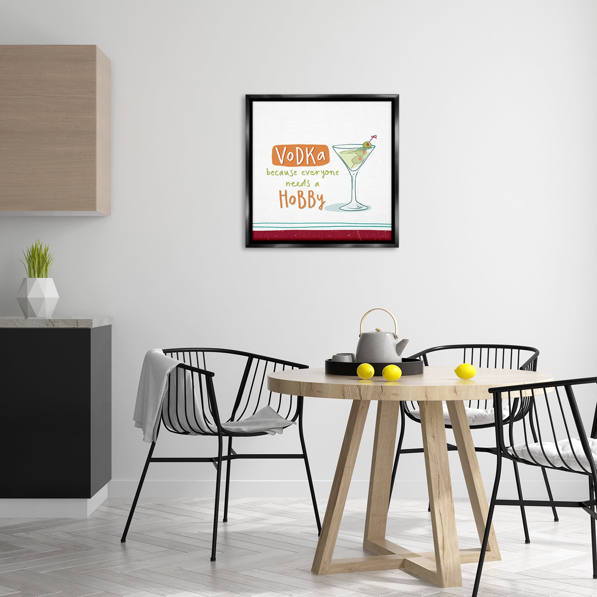 Stupell Industries Funny Vodka Phrase Food & Beverage Painting Black Floater Framed Canvas Art Print Wall Art, 25 x 25
