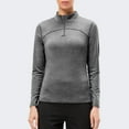 thumbnail image 5 of Htigea Yoga Shirts for Women 1/4 Zip Mock Neck Athletic Tops Stretchy Slim Fit Workout Tee Thin Fleece Long Sleeve Sport T-Shirts Gray S, 5 of 8