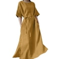 thumbnail image 1 of Ketyyh-chn99 Robe pour Femme Grande Taille Robe Évasée à Fleurs Manche à Volants à Étages Robe Trapèze Courte Jaune,P, 1 of 4