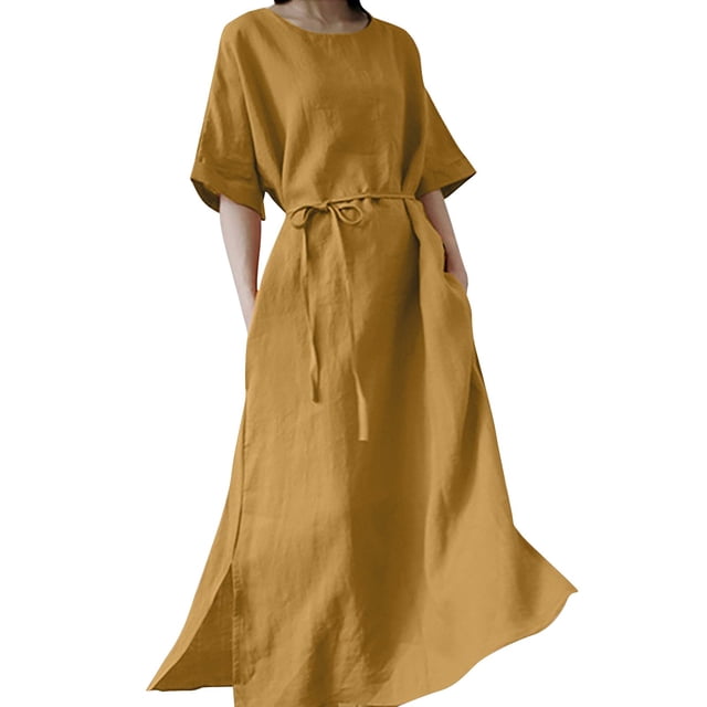 Ketyyh-chn99 Robe pour Femme Grande Taille Robe Évasée à Fleurs Manche à Volants à Étages Robe Trapèze Courte Jaune,P
