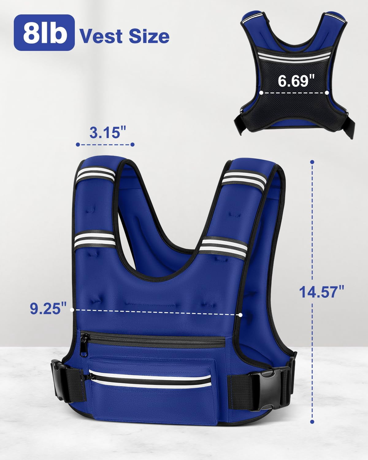 Blue 8 lb Weighted Vest for Workout Running Walking