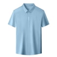 thumbnail image 3 of Men's Business Casual Tee Shirt Solid Color Short Sleeve Button Down Wear Smooth Comfortable Top, 3 of 5