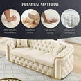 thumbnail image 3 of Mid Century Modern Chesterfield Sofa Couch, 90.6" Velvet Couch White and Gold Sofa Luxury Loveseat for Living Room, Tufted Sofas with 2 Pillows & Classic Golden Decor, Cream White, 3 of 7