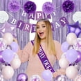 thumbnail image 5 of Purple Birthday Party Decoration Balloon Arch Kit, Macaron Purple Rain Curtain Balloon, Happy Birthday Banner for Anniversary, 5 of 7
