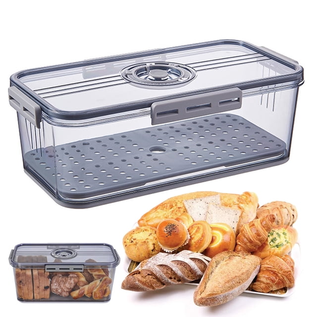 FloreceBien Panera para encimera de cocina, recipiente hermético para guardar pan, recipiente para guardar pan con registro de tiempo y tapa, recipiente para guardar pan casero, bollos, bagels y panes