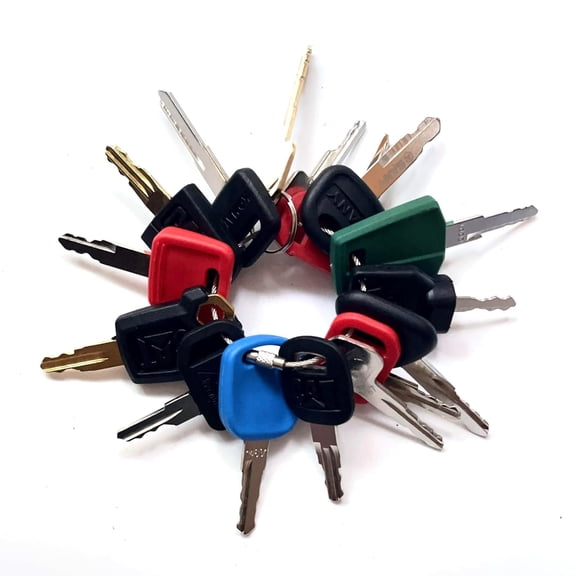 16Pcs Construction Ignition/Heavy Equipment Key Set Compatible with Volvo Caterpillar Komatsu John Deere JCB Hitachi Case