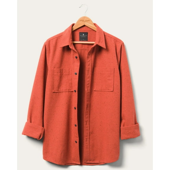 Junk Food Men's Gordy Flecked Long Sleeve Work Shirt in Siracha-Small