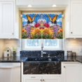 thumbnail image 5 of Yayeee Kitchen Curtains Tier Pair Light Filtering 27"x24" Rod Pocket Short Cafe Window Panel, Flower Butterfly Pattern, 5 of 7