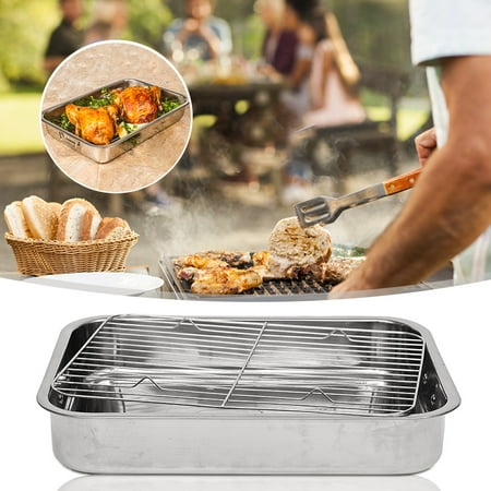 Deep Roaster - Mrosaa Stainless Steel Deep Roasting Lasagna Pan Roaster & Rack For Chicken Turkey Meat Joints & Veg