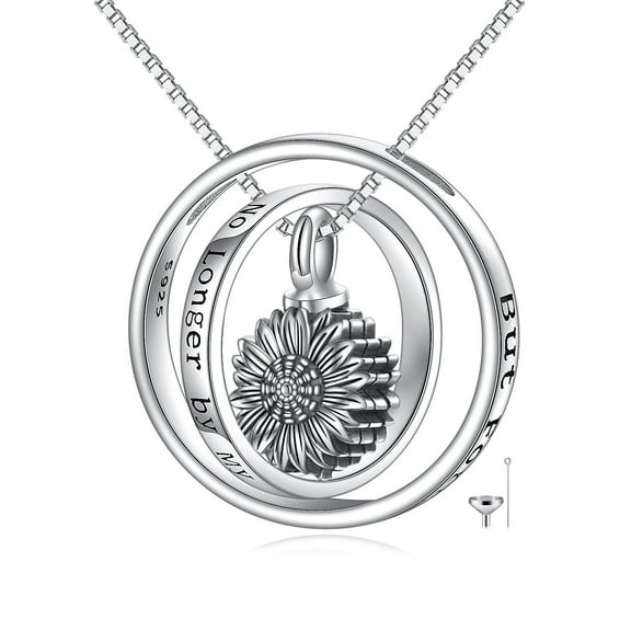 Sunflower Urn Necklaces for Ashes 925 Sterling Silver You Are My Sunshine Cremation Jewelry for Ashes Memory Jewelry for Women Men
