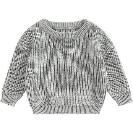 

PIKADINGNIS Toddler Baby Girl Boy Knit Sweater Crewneck Long Sleeve Solid Color Knitted Pullover Tops Fall Winter Warm Clothes