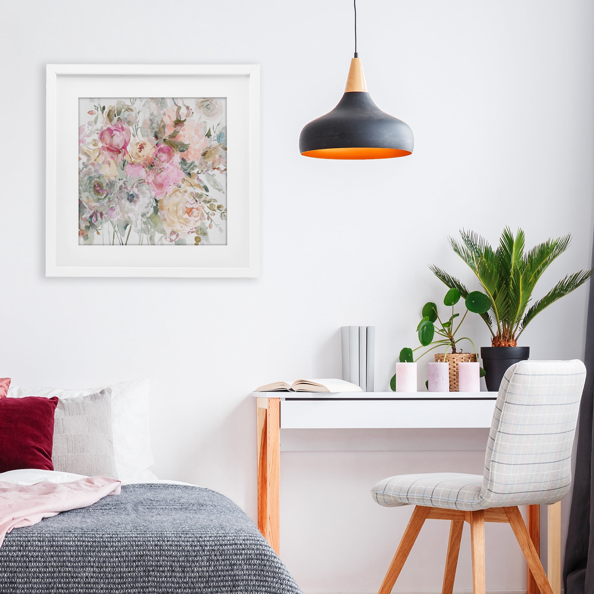 Stupell Industries Romantic Pastel Petals White Framed Print Under Glass, design by Carol Robinson