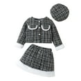 thumbnail image 4 of Ashirexll Girls Clothing Set Long Sleeve Plaid Jacket with Half Skirt and Hat Fall Winter Fashion 3 Piece Set, 4 of 4