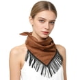 thumbnail image 1 of Silk Scarves Western Cowboy Style Bandana Triangle Scarf with Fringed Detail for Everyday Outdoors and Lightweight Fashion, 1 of 4