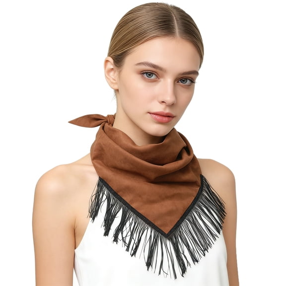 SRZYMJ Triangle Wild Rag with Fringe, Cowgirl Scarf Tassel, Western Bandana Top for Women, Equestrian Accessories