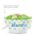 thumbnail image 6 of Personalized Planet Boys Polka Dot Liner with Custom Name Printed in Blue Letters on White Woven Spring Easter Basket with Collapsible Handle for Egg Hunt or Book Toy Storage, 6 of 6