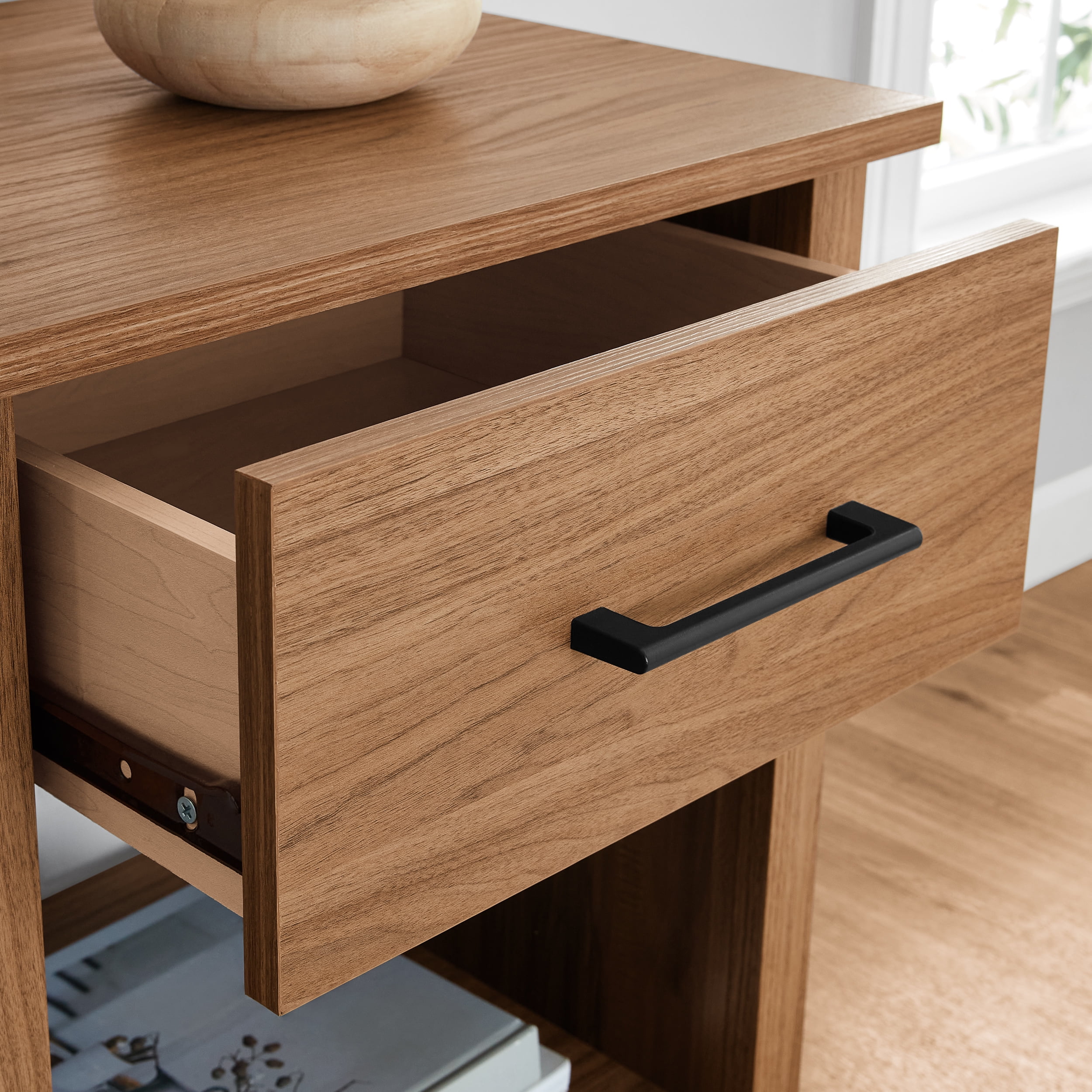 Mainstays Hillside Nightstand with Drawer, Walnut Finish