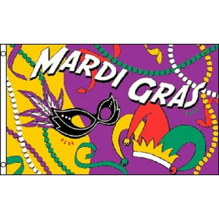 Mardi Gras Pennant Banner - 3x5 Mardi Gras Party Flag Fat Tuesday Holiday Decoration Banner Party Pennant