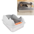 thumbnail image 1 of CAJA Para Gato de Acero inoxidable Con Cucharada, Entrada Superior de Cajas Grandes, Caja de Cara Alta, Bandeja de Bandeja Contra la Fuga para Interiores, Fácil de Limpiar, 1 of 7