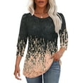 thumbnail image 5 of Hvot&aat Womens 3/4 Length Sleeve Tops Plus Size Crewneck Loose Fit Casual Shirts, 5 of 7