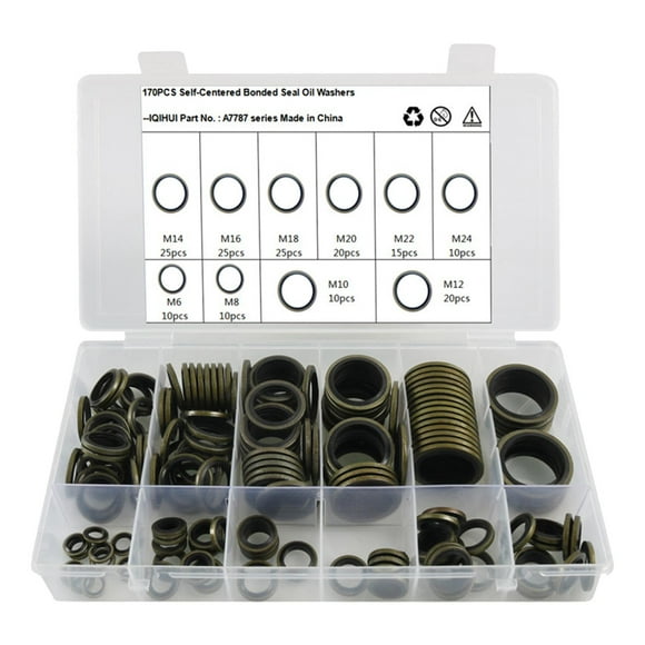 170 Uds O juego de anillos de goma surtido de anillos sellados resistente al aceite y al calor M6 M8 M10 M16 M20 M22 M24 arandela de