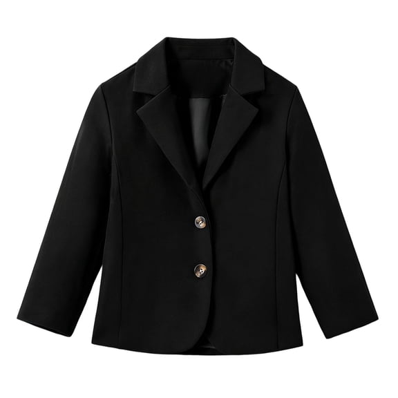 Ticikt Boys Girls Solid Casual Blazer, Lapel Button Long Sleeve Suit Jacket, Kids Formal Dress Outerwear,Black